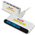 4 Port USB Hub w/ Digital Clock & Temperature